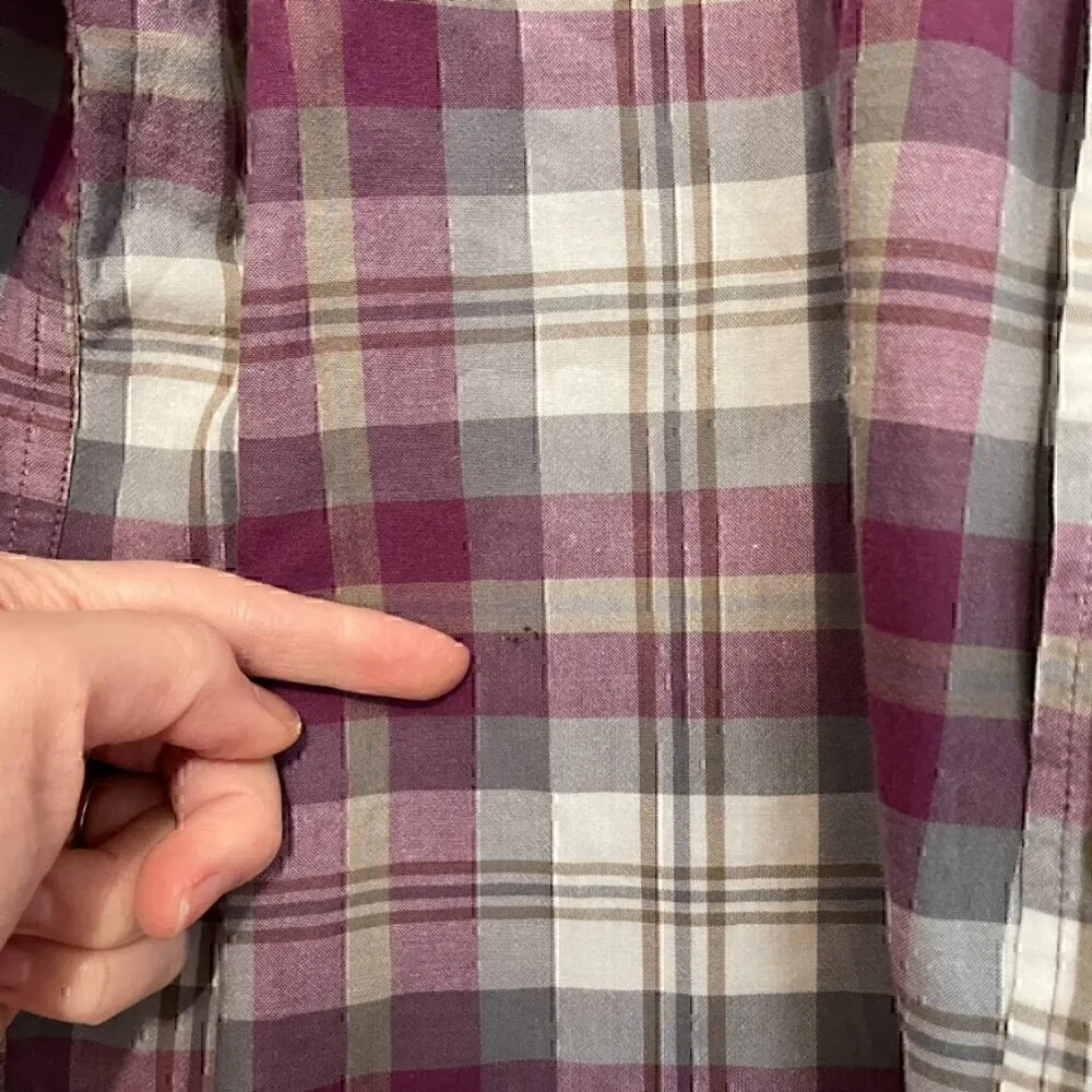 J. CREW Mens Madras Shirts Tailored Purple Gray Plaid Long Sleeve Button Down L